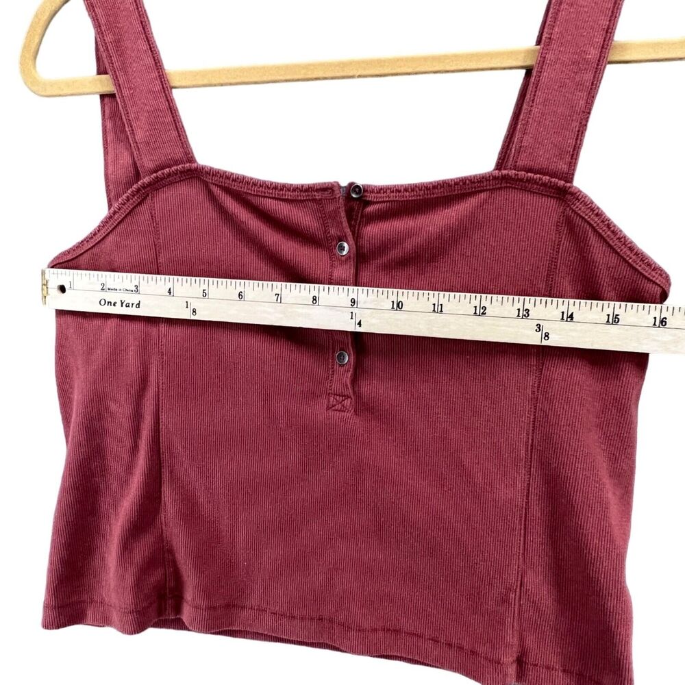 Abercrombie Fitch Y2K Crop Top Womens XL Pink Button Square Neck Ribbed Tank - Picture 5 of 12